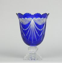 Appraisal: Irena Cobalt Glass Vase Polish Cleat pressed glass washed with