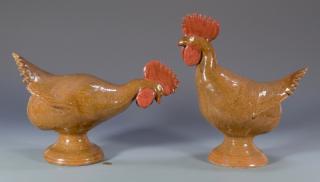 Appraisal: Reggie Meaders Southern Folk Pottery Roosters Two Reggie Meaders Southern