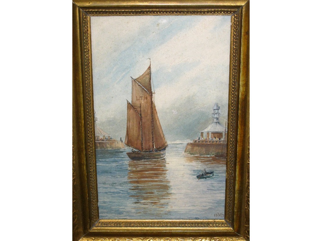 Appraisal: Watercolour 'Lowestoft - Outward Bound' monogrammed and dated lower right