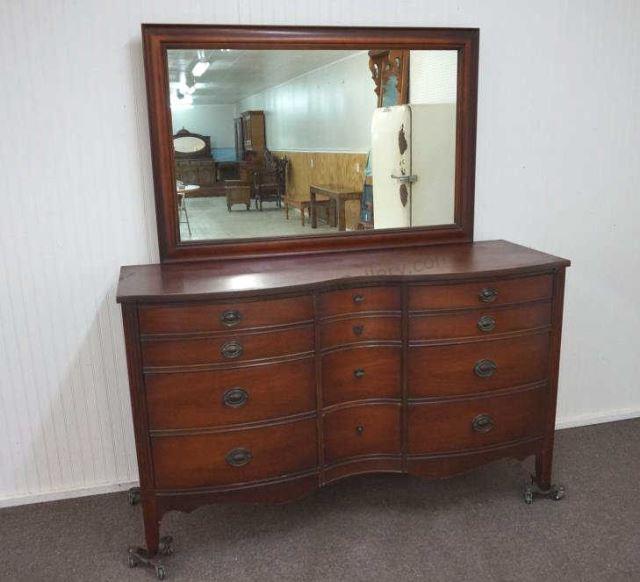 Appraisal: Dixie Furniture Triple Dresser and Mirror c 's Produced by