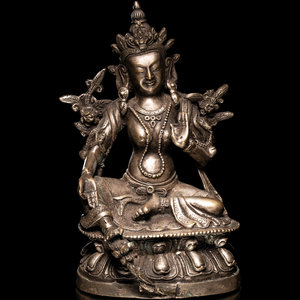 Appraisal: A Sino-Tibetan Silvered Metal Figure of Tara th Century the