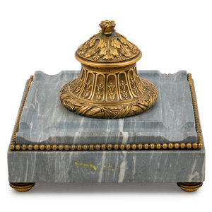 Appraisal: A Continental Gilt Bronze and Marble Inkwell Late th Early