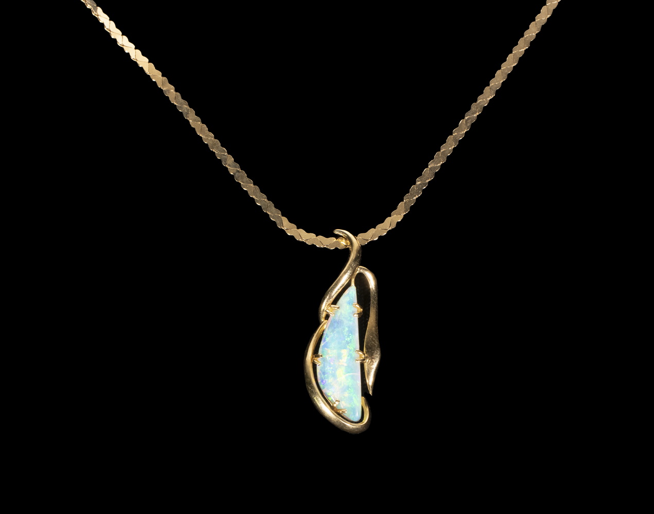 Appraisal: NATURAL FORM AUSTRALIAN OPAL PENDANT Set in K Yellow Gold