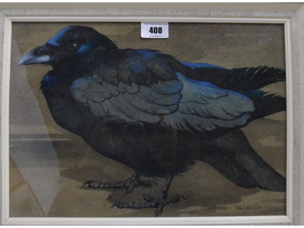 Appraisal: RALSTON GUDGEON RSW Watercolour 'Crow' signed