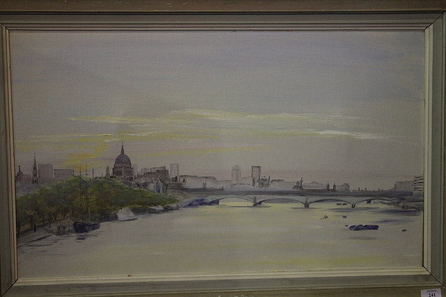 Appraisal: An oil view of the Thames and the London skyline