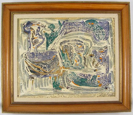 Appraisal: ABSTRACT OIL C ILLEGIBLY SIGNED SOLAL '' x '' framed