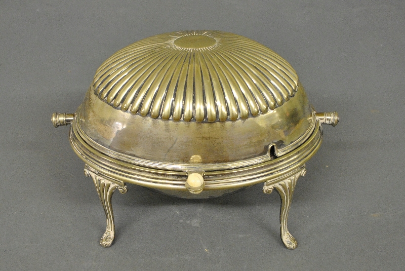 Appraisal: - English silverplate breakfast server late th c h x