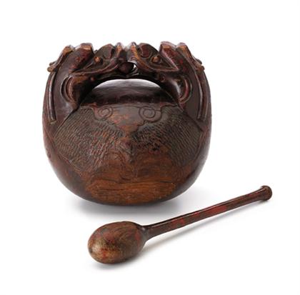 Appraisal: Chinese softwood and partially lacquered temple gong qing dynasty Of