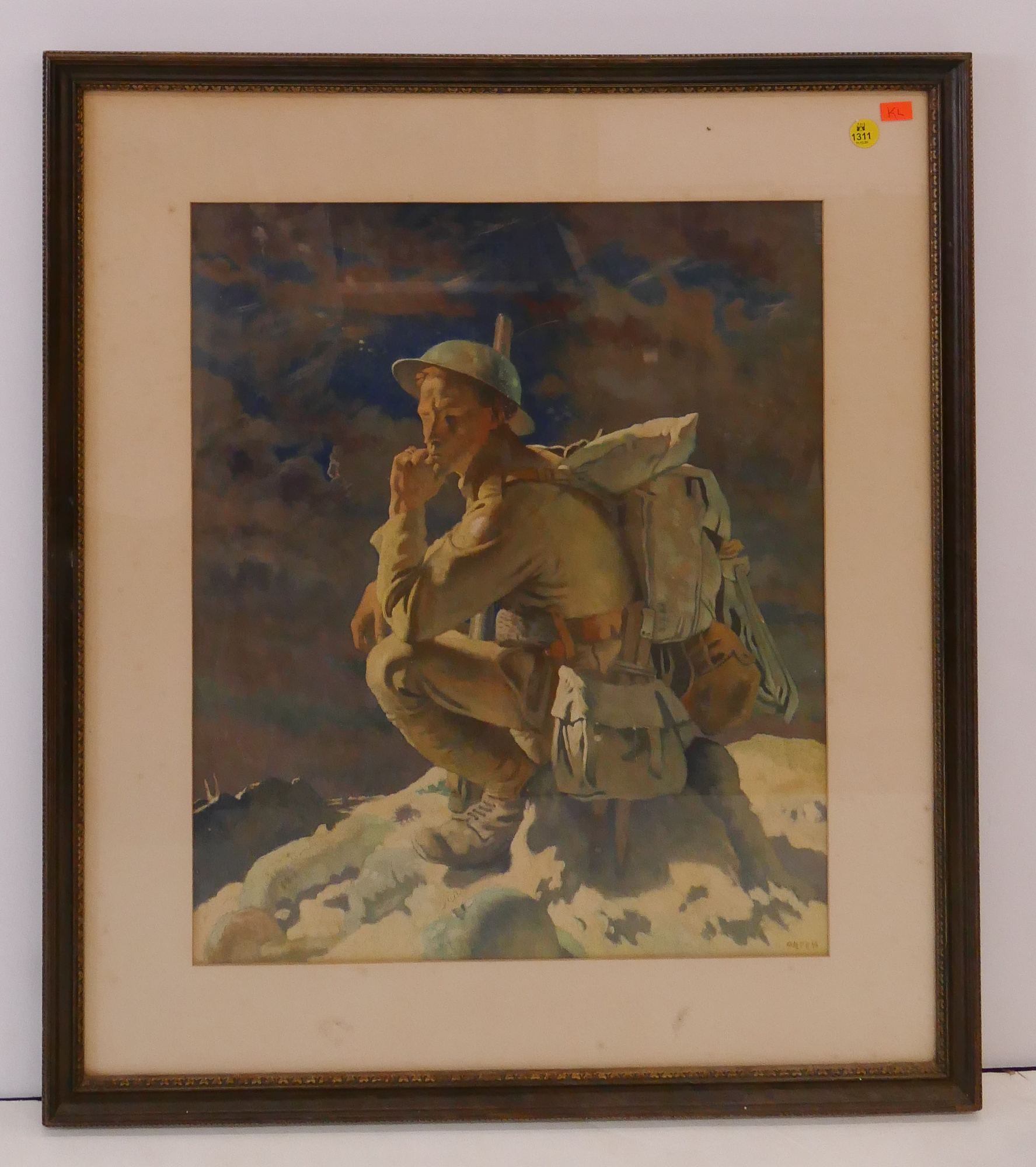 Appraisal: Orpen WWI Soldier Lithograph Framed- x ''