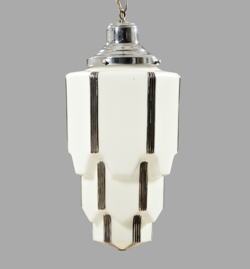 Appraisal: Stylish American Art Deco Milk Glass Foyer Lantern second quarter