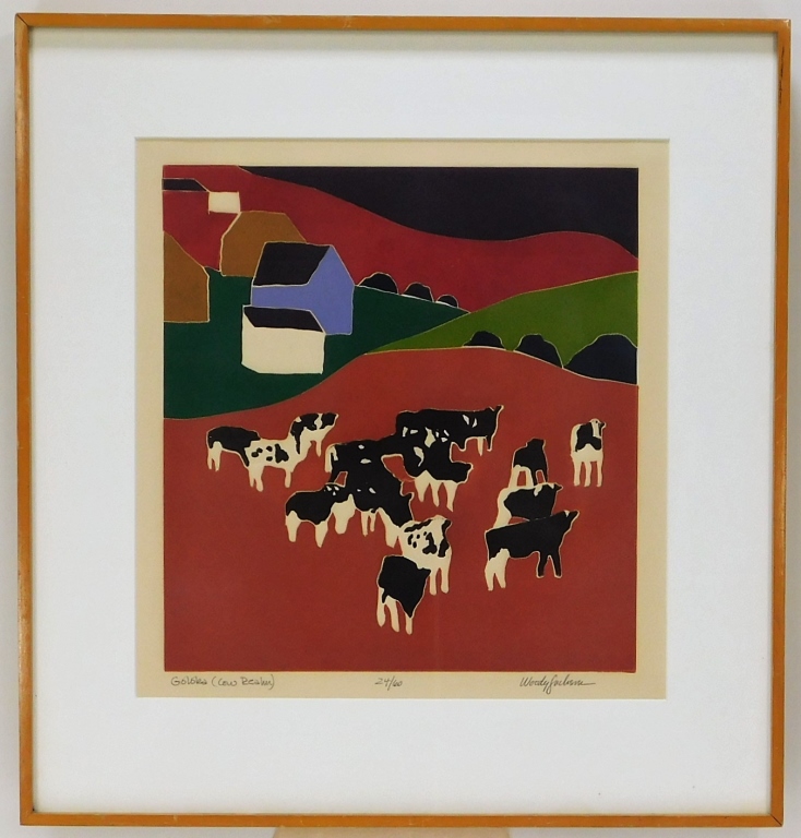 Appraisal: WOODY JACKSON MODERNIST PASTORAL COW LITHOGRAPH United States th CenturyGoloka