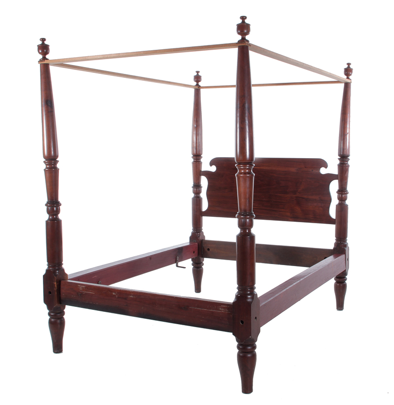 Appraisal: Sheraton style mahogany tall post bed H W L Provenance