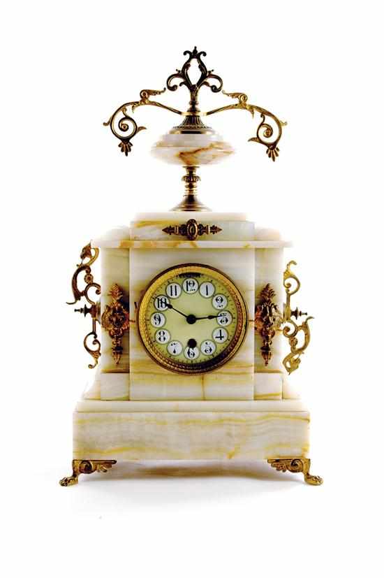 Appraisal: French style onyx and gilt brass mantel clock Boston Clock