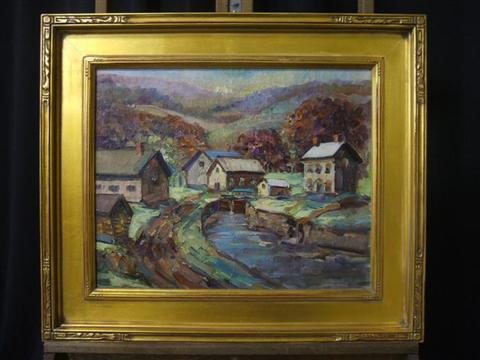 Appraisal: FRED W WEBER AMERICAN COTTAGES Oil on canvas laid on