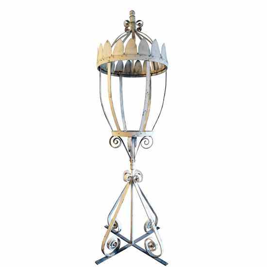 Appraisal: Large American Victorian Wrought Iron Exterior Light on Stand circa