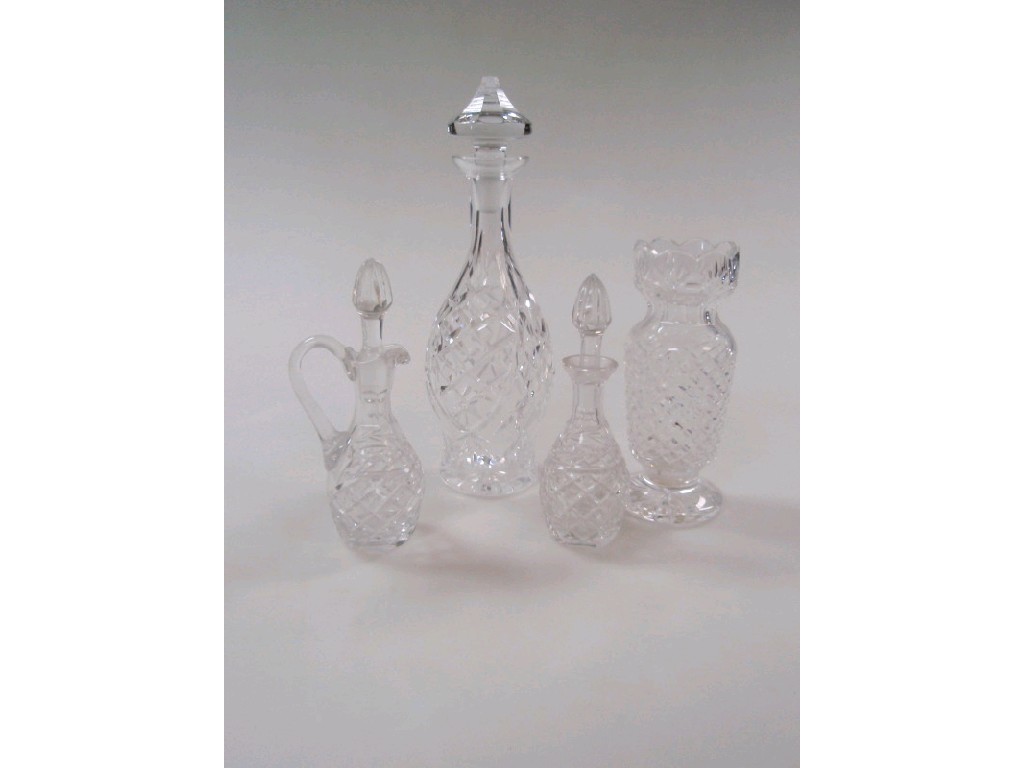 Appraisal: A Waterford cut glass vase cm high a Waterford decanters