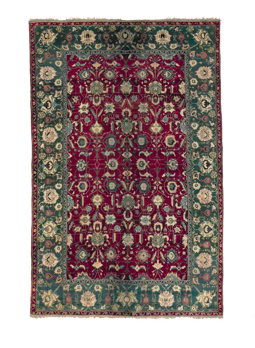 Appraisal: Roomsize Agra ca with overall floral design on a maroon