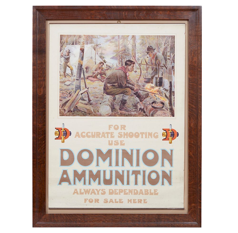 Appraisal: Dominion Ammunition Advertising Poster Framed advertising poster for Dominion Ammunition