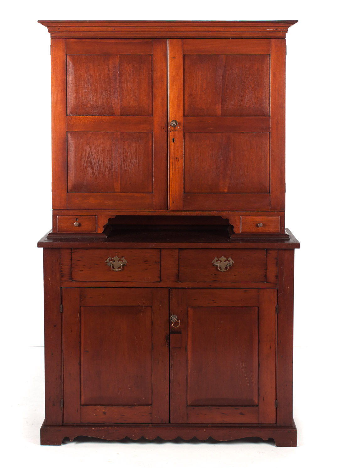 Appraisal: American vernacular cherrywood step-back cupboard late th early th century