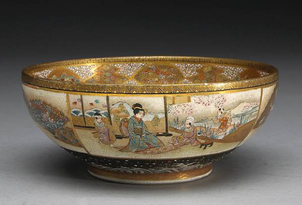 Appraisal: A Satsuma style pottery bowl Meiji Period The interior well