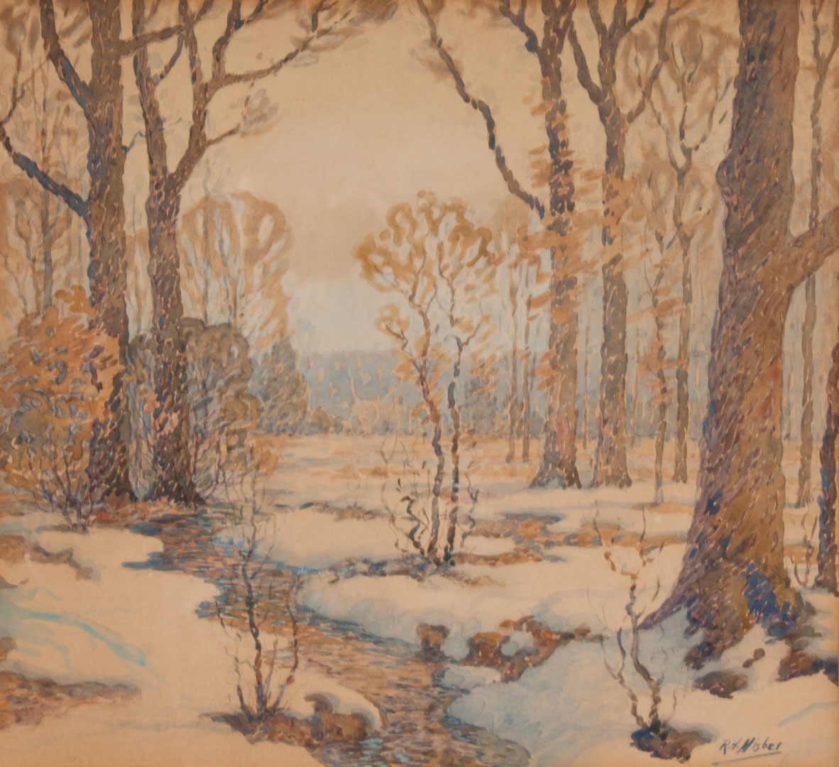 Appraisal: Robert Nisbet Winter Landscape watercolor Robert Hogg Nisbet American -