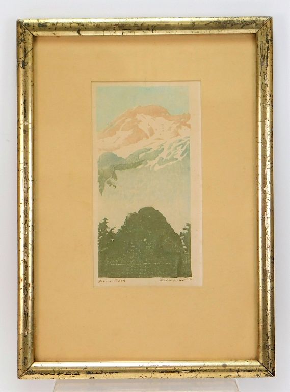 Appraisal: Waldo Chase Blue Mountain Woodblock Print Waldo Chase Washington -