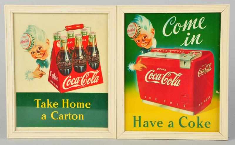 Appraisal: Lot of Coca-Cola Decals s Both are framed under glass