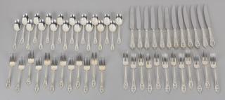 Appraisal: Wallace 'Rosepoint' sterling flatware pcs Fifty-four piece set of Wallace