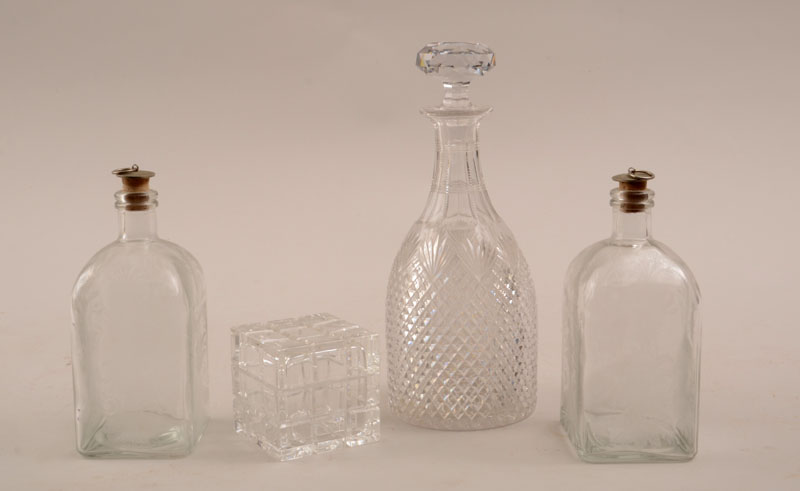 Appraisal: English Cut-Glass Mallet-Form Decanter and Stopper a Pair of Etched