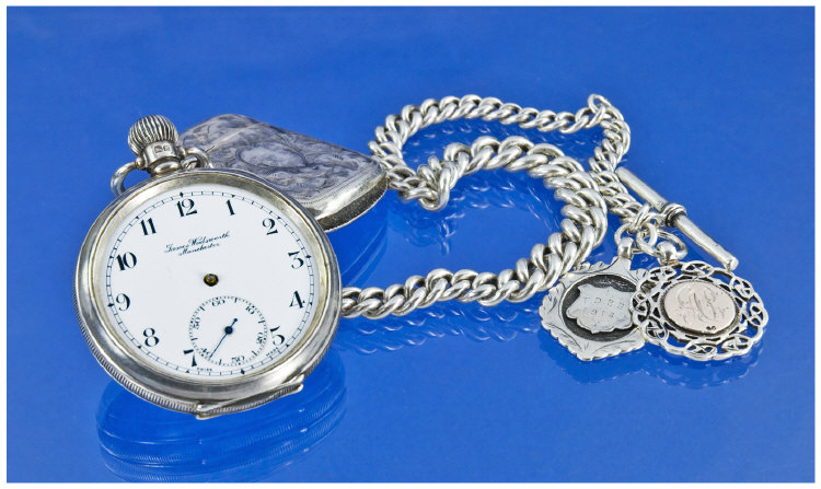 Appraisal: Silver Open Face Pocket Watch Top Wind White Porcelain Dial