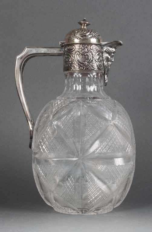 Appraisal: English sterling silver-mounted cut glass claret jug Fenton Brothers LTD