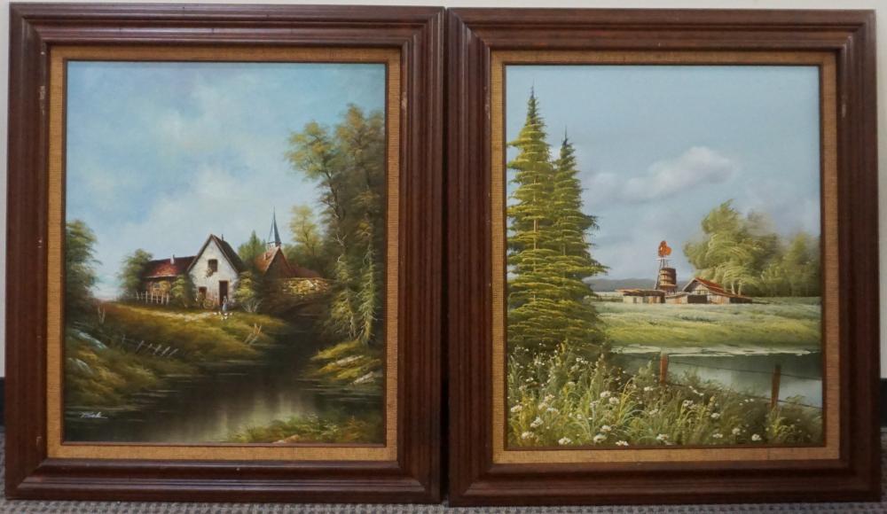 Appraisal: th Century School Two Country House Landscapes Oil on Canvas