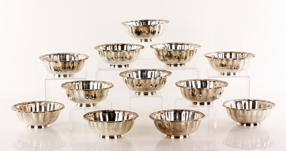 Appraisal: - Set of English Silver Bowls Set of twelve English