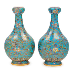 Appraisal: A Pair of Chinese Export Cloisonn Enamel Vases th Century