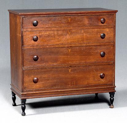 Appraisal: Fine North Carolina inlaid chest walnut with four graduated drawers