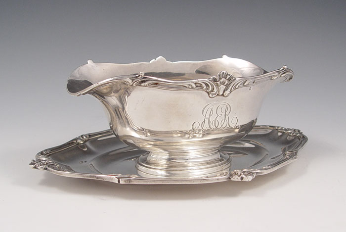 Appraisal: FRENCH FINE SILVER SAUCE BOAT French silver guarantee hallmark with