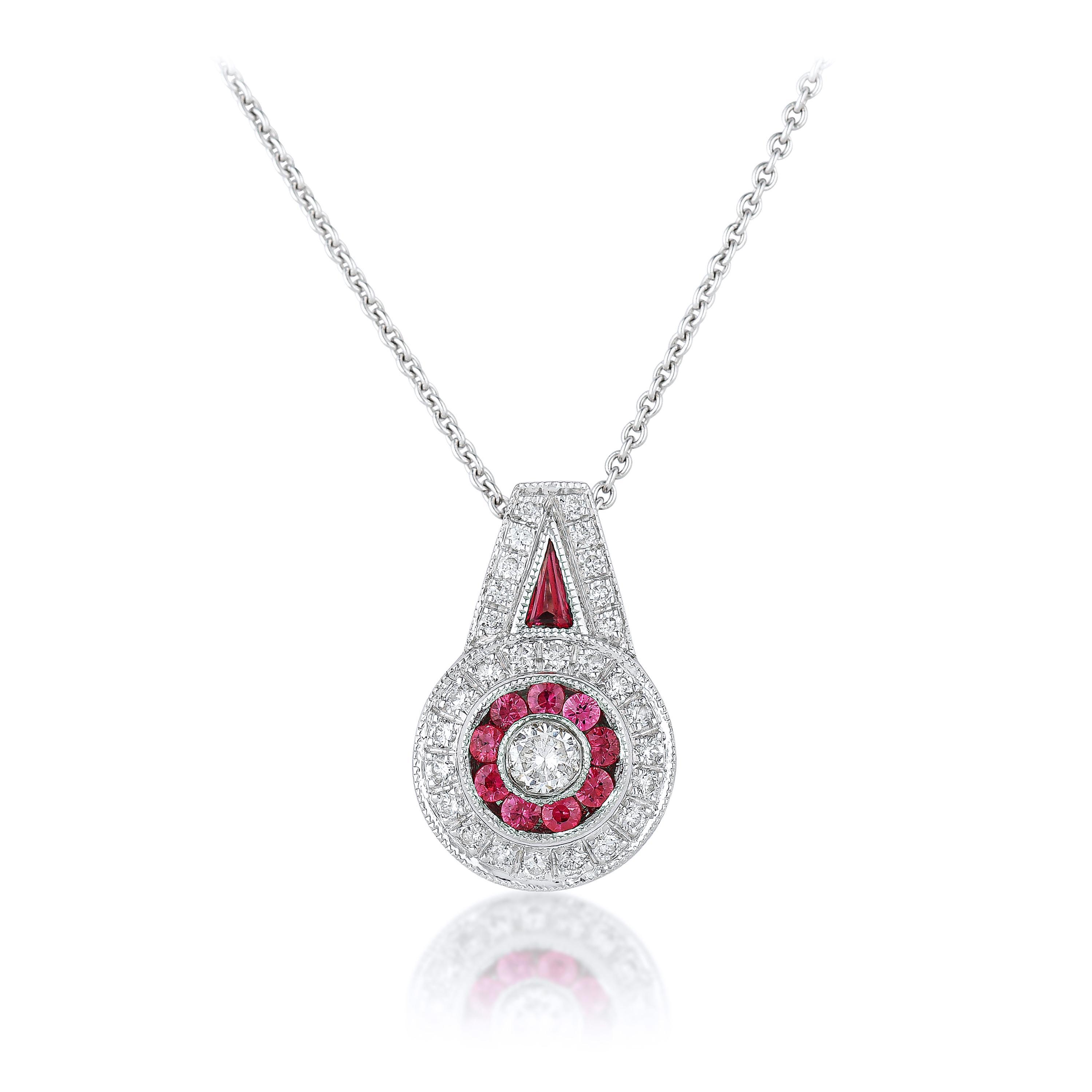 Appraisal: RUBY AND DIAMOND PENDANT NECKLACE METAL K white gold GEMSTONE