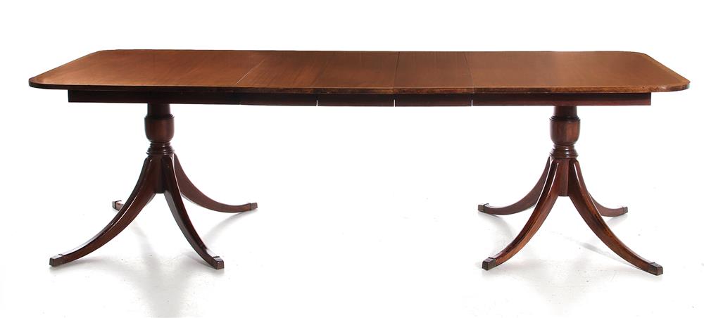 Appraisal: Regency style inlaid mahogany dining table crossbanded top with three