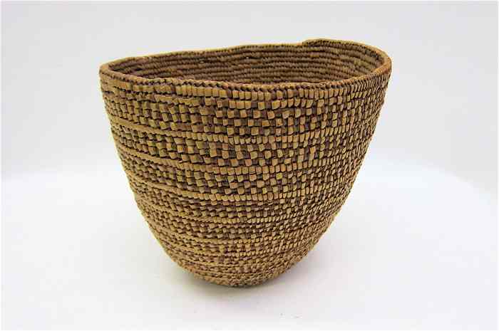 Appraisal: PUGET SOUND INDIAN BASKET coiled with alternating bands of red