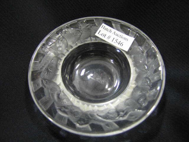 Appraisal: Lalique French Crystal Salt Cellar frosted bird decor diameter excellent