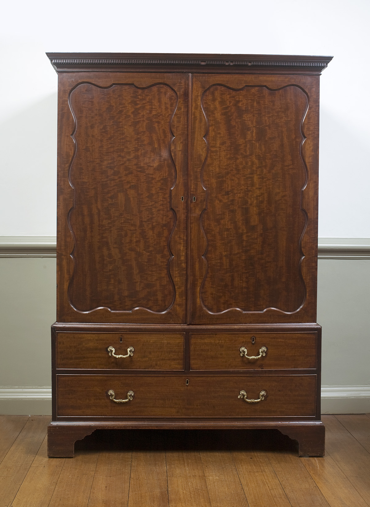 Appraisal: GEORGE III MAHOGANY LINEN PRESS Height inches width inches depth