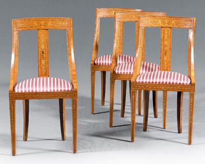 Appraisal: Set of four Italian gondola chairs beechwood with Renaissance style