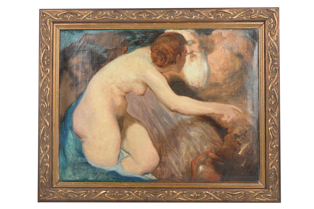 Appraisal: TH CENTURY CONTINENTAL FIGURESoil on canvas signed inscribed and dated