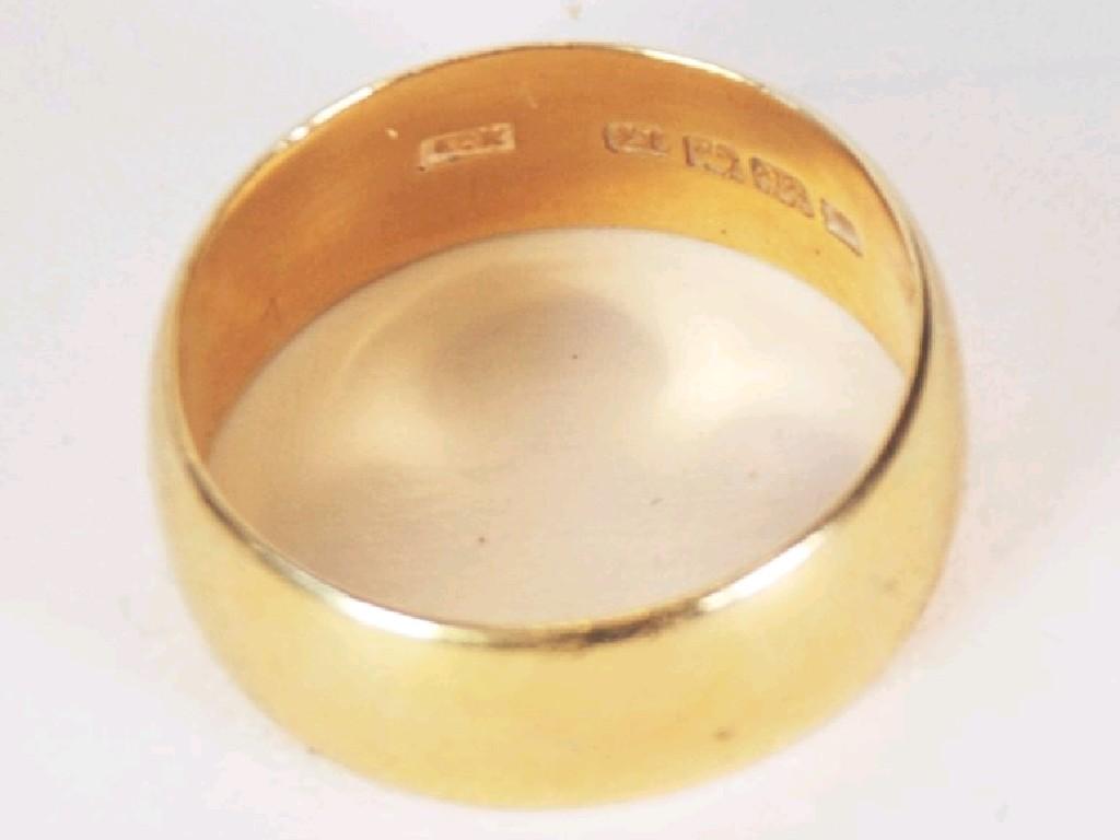 Appraisal: PLAIN ct GOLD BROAD WEDDING RING approx gms EST -