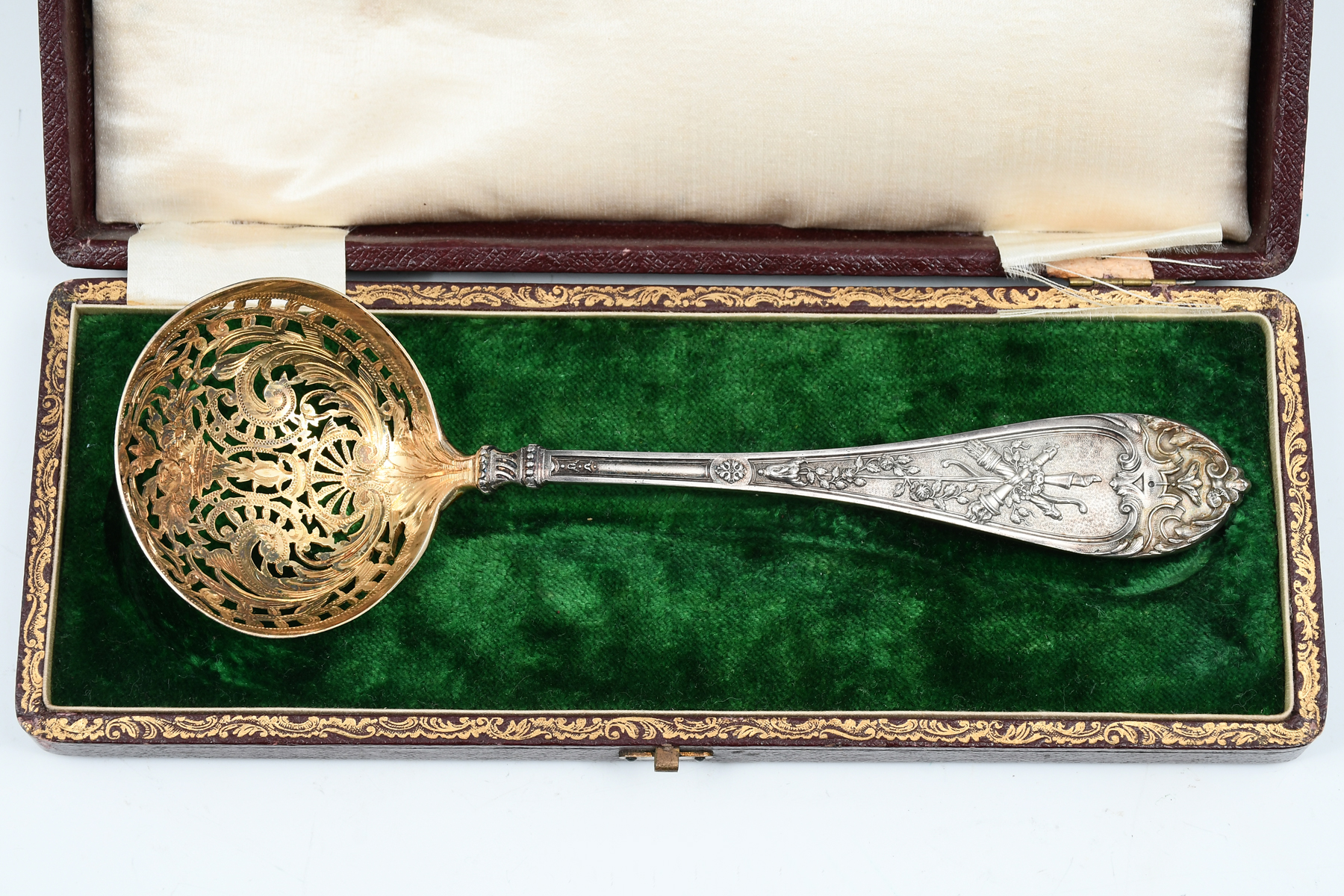 Appraisal: TH-CENTURY FRENCH SILVER SPOON IN CASE Approx Troy ounces Finely