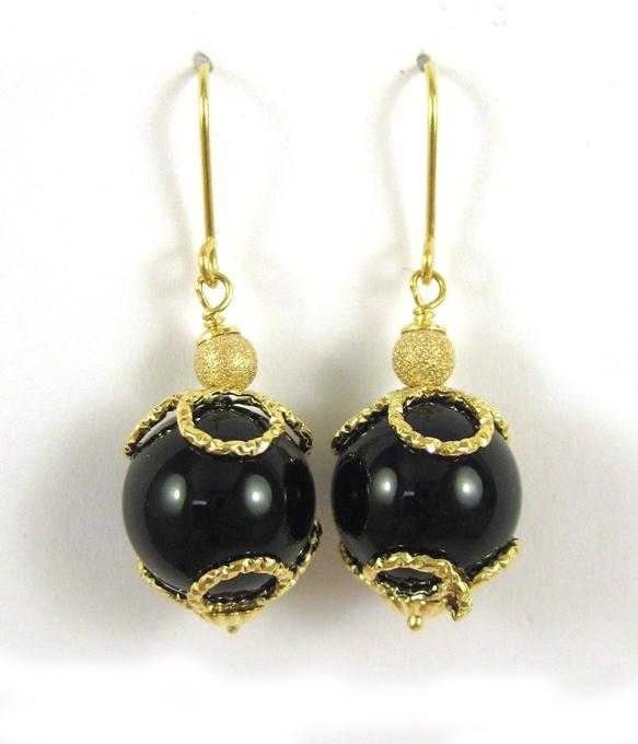 Appraisal: PAIR OF MILOR BLACK ONYX EARRINGS each with a black