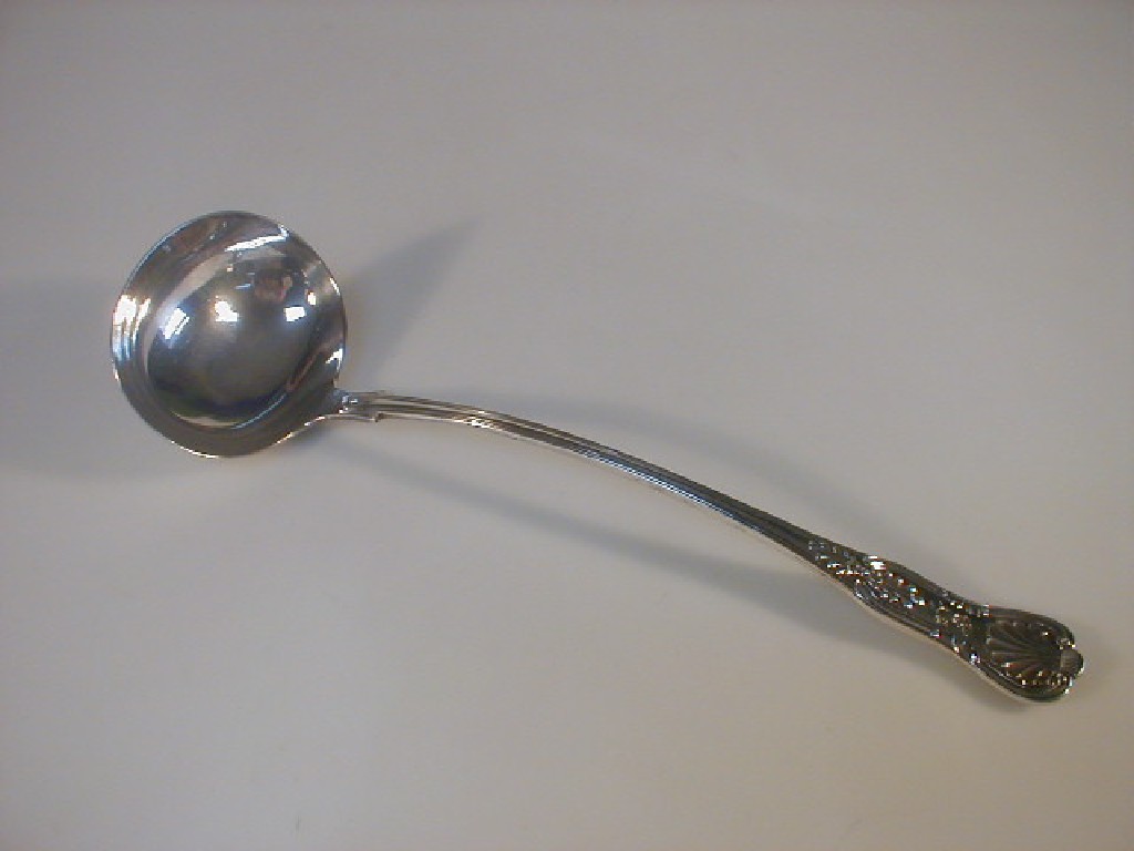 Appraisal: An Edward VII silver Kings Pattern soup ladle double struck