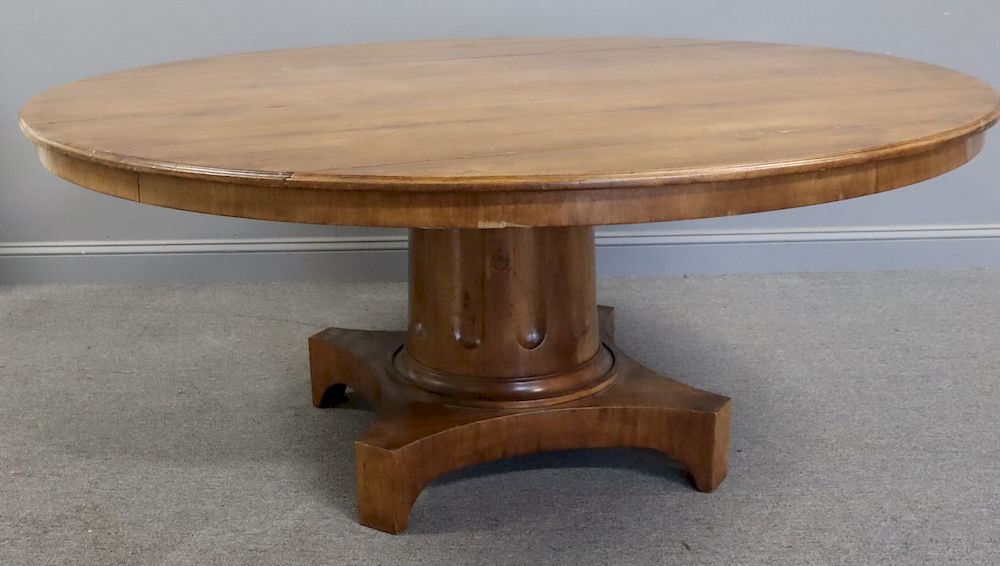 Appraisal: Large Antique Pedestal Table With Fluted Base From a Stamford