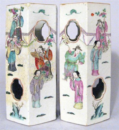 Appraisal: Pair of Chinese famille rose hat stands late qing dynasty