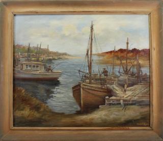 Appraisal: Wendell Rogers Massachusetts - Harbor scene Most likely Gloucester Oil